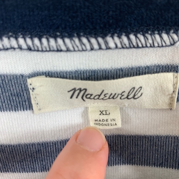 Madewell Velour Crewneck Tee Meg Stripe XL - Picture 5 of 7